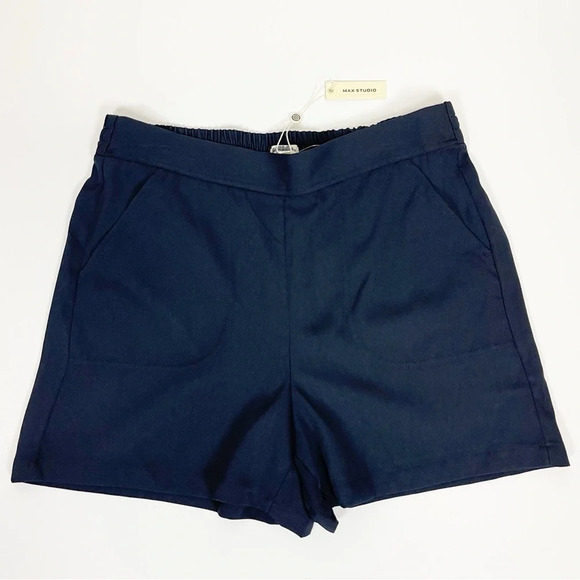 NEW Max Studio Shorts Womens Size XL Navy Blue Pull On NWT - Picture 1 of 8